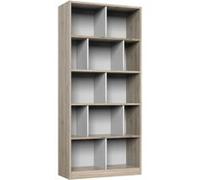 Etagère, bibliothèque enfant coloris Imitation chêne San Remo, rechampis blanc - longueur 90 x hauteur 197 x profondeur 38 cm--