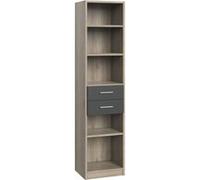 Etagère, bibliothèque enfant Imitation chêne San Remo, rechampis graphite - longueur 48 x hauteur 197 x profondeur 40 cm--