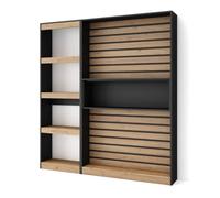 Étagère Bibliothèque, Étagère de Rangement, 170x25x186cm, Salon Salle à manger Bureau, Chêne , RF2340