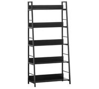 Homcom Étagère Bibliothèque à 5 Niveaux en Bois Style Industriel Noir 70 x 35 x 150 cm
