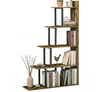 Étagère bibliothèque - HOMCOM - séparateur pièce industriel escalier 5 étagères rangement - bois - 102x30x160cm - brun