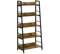 HOMCOM Étagère bibliothèque Style Industriel incliné 5 Niveaux 70L x 35l x 150H cm