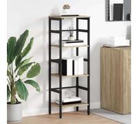 Étagère Bibliothèque Industriel Chêne Sonoma 40 x 29,5 x 115 cm Bois d'ingénierie et Acier, Étagère de Rangement 3 Niveaux pour Bureau Salon ou Étude, Design Moderne Rustique Pieds Réglables