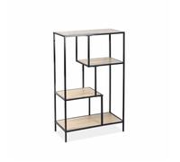 Etagère bibliothèque industrielle métal et décor bois 4 niveaux LOFT