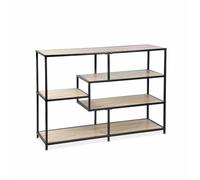 Etagère bibliothèque industrielle métal et décor bois 5 niveaux LOFT