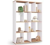 IDMarket - Etagère bibliothèque JENA 4 Niveaux Blanc et Effet Bois 143 cm