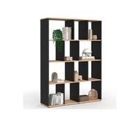 IDMarket - Etagère bibliothèque JENA 4 Niveaux Noir et Effet Bois 143 cm