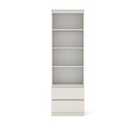 Homlando Maja Étagère sur pied, 60 cm, avec 2 tiroirs, en bois, pour salon et bureau, étagère de rangement, moderne, avec compartiments ouverts, finition mate (cachemire)