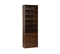 Etagère. bibliothèque modulable décor bois noyer 3 éléments - 2 portes 5 étagères L 70 x P 35 x H 210cm - Kompo