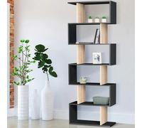 IDMarket – Étagère bibliothèque SOFIA forme S bois façon hêtre et noir 189 cm