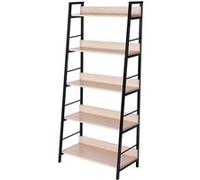 HOMCOM Étagère bibliothèque Style Industriel incliné 5 Niveaux 70L x 35l x 150H cm Coloris chêne Clair Noir