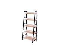 Etagère bibliothèque style industriel incliné 5 niveaux 70L x 35l x 150H cm coloris chêne clair noir