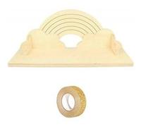 Etagère bois Arc-en-ciel 40 cm + masking tape doré à paillettes 5 m Beige G