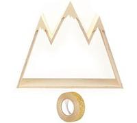 Etagère bois murale Montagne 50 x 40 x 10 cm + masking tape doré à paillettes 5 m Beige G