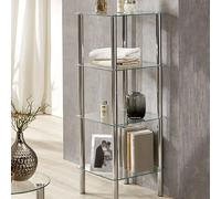 Etagère carrée 4 niveaux en verre et métal chromé - YUKON