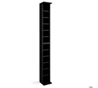 Vicco Étagère CD, Noir, 21x183.6cm | Grandes dimensions, avec étagères réglables en hauteur pour un rangement flexible des médias