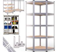 Étagère charge lourde acier et MDF 180x70x40cm 5 plateaux modulable max. 875 kg étagère d'angle garage atelier outils bricolage meuble de rangement