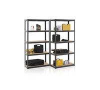 Juskys Étagère Charges Lourdes Basic, Lot de 2, 180 x 90 x 40 cm - 5 Niveau á 175 kg, Capacité 875 kg, Étagères de Rangement en Metal pour Garage et Cave - Gris