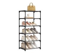 Étagère Chaussures à 6 Niveaux - WOLTU Rangement Chaussures Étroit - Tube en Métal - 42x30x88cm - Noir