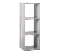 Étagère colonne 3 cases Mix ""Effet chêne"" Gris Atmosphera