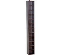 HomCom - Étagère colonne rangement CD/DVD - 12 compartiments, 204 CD, 21×20×175 cm Marron