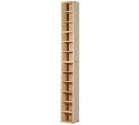 HOMCOM Étagère colonne armoire de rangement CD 12 compartiments 21L x 20l x 175H cm capacité max. 205 CD coloris hêtre Aosom France