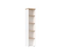 Etagère colonne blanc laqué brillant dessus et étagères aspect bois finition Cadiz - GENIUS -