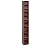 HomCom - Étagère colonne rangement CD/DVD - 12 compartiments, 204 CD, 21×20×175 cm Marron