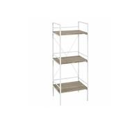 Etagère coloris blanc-chêne clair en acier - L 34 x P 27 x H 96 cm --