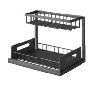 Étagère coulissante sous évier double couche, étagère de rangement de cuisine, anti-accumulation d'eau, design en L