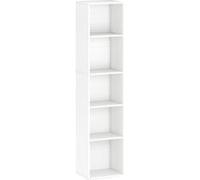 HomCom Bibliothèque 5 niveaux – étagères réglables, 30×24×133,5 cm – Blanc