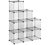 HOMCOM Étagère modulable Meuble de Rangement Cube avec 9 Compartiments, étagère Cube DIY en Treillis métallique pour Salon, Chambre à Coucher, Noir