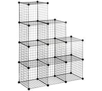Étagère cubique modulaire avec 9 compartiments – Étagère en fil de fer métallique | Couleur : Noir | Dimensions : 35x35x35 cm