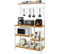 Étagère cuisine 4 niveaux avec 4 crochets-MENGDA-Etagère de rangement de cuisine Pour salon, cuisine, salle à manger