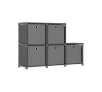 Étagère d affichage 5 cubes et boîtes Gris 103x30x72,5 cm Tissu Gris G