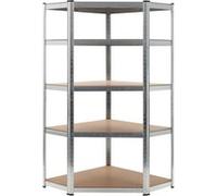 vidaXL Étagère d'angle avec 5 étagères Argenté Acier & bois composite