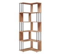 [en.casa] Étagère d’Angle Design Intemporel avec 5 Niveaux de Rangement Meuble de Stockage sur Pied Pratique pour Salon Panneau de Particules Métal 160 x 54 x 54 cm Effet Chêne Noir