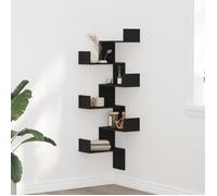 Étagère d angle Bois noir 45x45x147 cm en bois d ingénierie