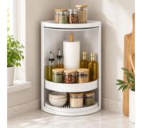 Étagère d’Angle Cuisine Rotative 360°, Organiseur de Plan de Travail | Rangement Gain de Place pour Épices, Bouteilles, Bocaux et Condiments(L)