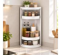 Étagère d’Angle Cuisine Rotative 360°, Organiseur de Plan de Travail | Rangement Gain de Place pour Épices, Bouteilles, Bocaux et Condiments(XL)