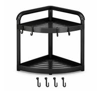 Étagère d’Angle Salle Bains sur Pied , noire à 2 niveaux, référence CA30H | Plastique , Étagère multifonction, Décoration intérieure, Pour les organisateurs