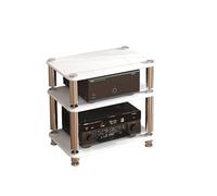 Étagère d'angle 1/2/3/4 niveaux pour TV et tourne-disque - Petit support de divertissement avec design anti-choc pour salon, salle de jeux, studio de musique (blanc, 60 x 40 x 57 cm)