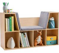 HOMCOM Bibliothèque Enfant avec Banc 6 étagères 103x30x62cm Naturel