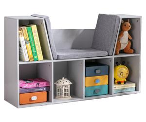 Étagère d'angle 2-en-1 HOMCOM pour enfants avec 6 compartiments et banc, gris