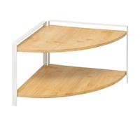 Étagère d'Angle 2 Niveaux en Bambou Ordera 29cm Naturel & Blanc