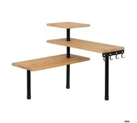 Paris Prix – Étagère d'angle de cuisine Bambou 3 niveaux 43 cm Naturel & Noir Beige