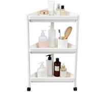 Étagère d'angle - 32,5 x 32,5 x 73,3 cm - Étagère ouverte de salle de bain - Rangement au-dessus des toilettes - Organiseur mobile à 3 niveaux avec roulettes pour salon, chambre à coucher, bureau