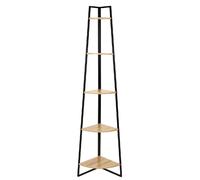 Etagère d'angle 5 niveaux en MDF et métal - Noir et beige