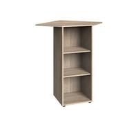 Etagère d'angle avec 2 tablettes en mélamine coloris imitation chêne - longueur 66 x hauteur 98 x profondeur 66 cm --