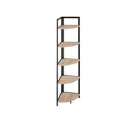 Bibliothèque - TECTAKE - Étagère d'angle CASTLEBAR style industriel, en bois et acier sur 5 niveaux, 30 x 30 x 150 cm - Bois clair